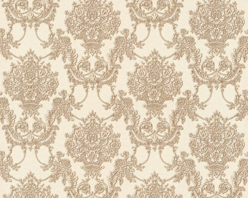 Casa Padrino Barock Vliestapete Beige / Braun - Barockstil Tapete mit elegantem Muster - Barock Deko Accessoires