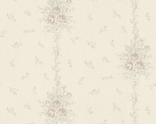 Casa Padrino Barock Vliestapete Grau / Silber - Barockstil Wohnzimmer Tapete mit elegantem Blumenmuster - Barock Wanddeko