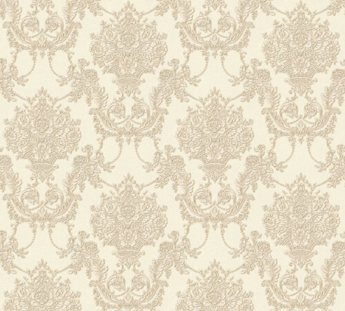 Casa Padrino Barock Vliestapete Creme / Beige - Barockstil Tapete mit elegantem Muster - Barock Deko Accessoires