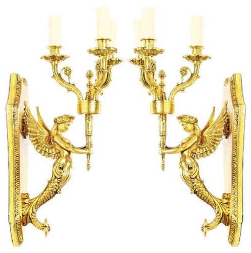 Casa Padrino Barock Wandkerzenhalter Set Gold 20 x 20 x H. 50 cm - Barock Deko Accessoires