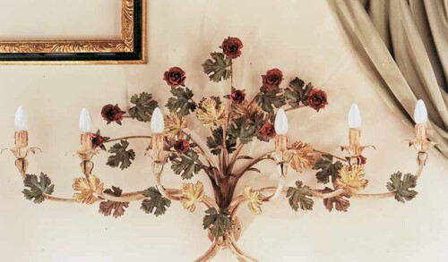 Casa Padrino Barock Wandleuchte Pastell B. 120 x T. 65 cm 6-flammig - Handgefertigte Leuchte aus Italien - Barock Leuchten