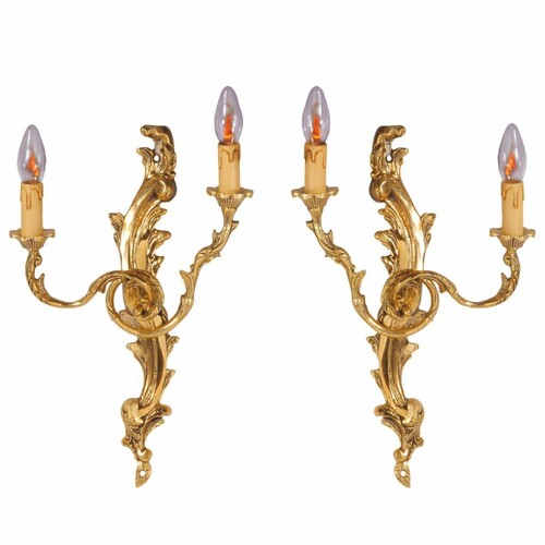 Casa Padrino Luxus Barock Wandleuchten Set Gold H. 42 cm - Barock Leuchten