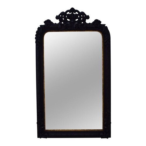 Casa Padrino Barock Wandspiegel Schwarz 90 x H. 158 cm - Prunkspiegel mit dekorativer Krone