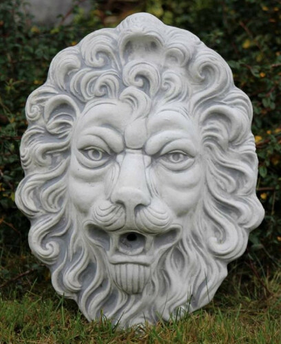 Casa Padrino Barock Wasserspeier Wandrelief L�we 30 x 17 x H. 43 cm - L�wenkopf Stein Wasserspeier Garten Wanddeko Relief - Barock & Jugendstil Garten Deko Accessoires