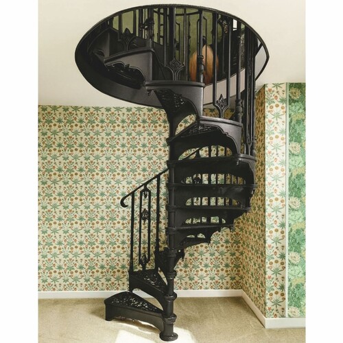 Casa Padrino Barock Wendeltreppe / Spiraltreppe mit Gel�nder linke Seite Schwarz H. 240 cm