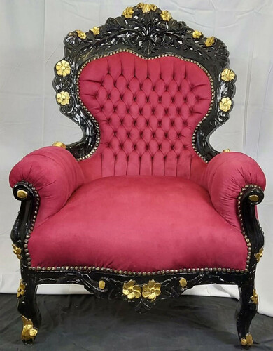 Casa Padrino Barock Wohnzimmer Sessel Bordeauxrot / Schwarz / Gold - Handgefertigter Antik Stil Wohnzimmer Sessel mit edlem Satinstoff - Wohnzimmer M�bel - Barock M�bel - Edel & Prunkvoll