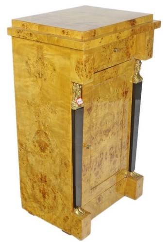 Casa Padrino Barock Wurzelholz S�ule mit T�r und Schublade Hellbraun / Schwarz / Gold 60 x 40 x H. 80 cm - Barock M�bel