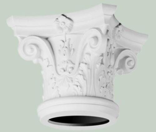 Casa Padrino Barock Wanddeko S�ulen Kopfteil Wei� 36 x 36 x H. 30 cm - Barock Deko Zierelement - Deko Accessoires