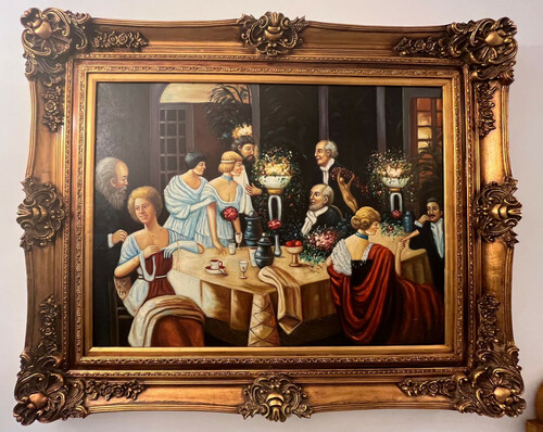 Casa Padrino Barock �lgem�lde Mehrfarbig / Gold - Handgemaltes Antik Stil Gem�lde mit Prunk Rahmen - Wand Deko im Barockstil - Barock Deko Accessoires - Barock Interior - Barock M�bel