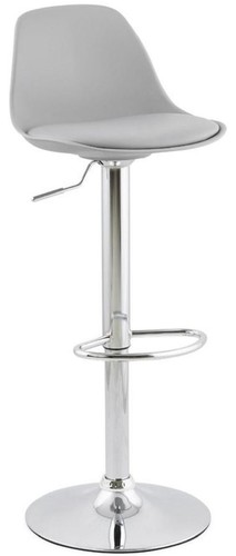 Casa Padrino Barstuhl Grau / Silber H. 81-104 cm - Moderner h�henverstellbarer Barhocker mit hochwertigem Kunstleder - Barm�bel