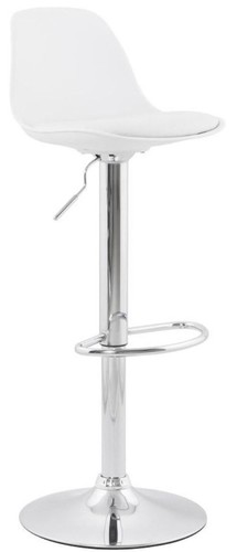 Casa Padrino Barstuhl Wei� / Silber H. 81-104 cm - Moderner h�henverstellbarer Barhocker mit hochwertigem Kunstleder - Barm�bel