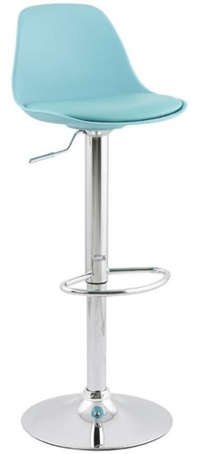 Casa Padrino Barstuhl T�rkis / Silber H. 81-104 cm - Moderner h�henverstellbarer Barhocker mit hochwertigem Kunstleder - Barm�bel