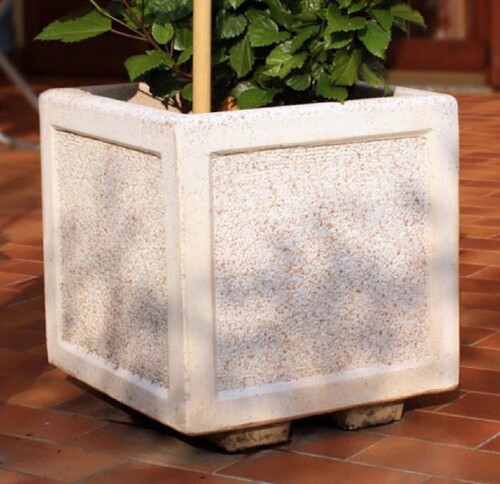 Casa Padrino Beton Blumenk�bel Rosa 42 x 42 x H. 44 cm - Quadratischer Beton Pflanzk�bel