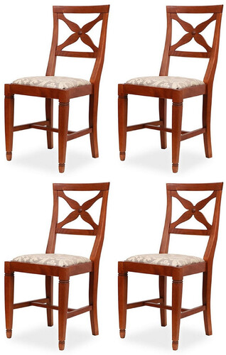 Casa Padrino Biedermeier Esszimmer Stuhl 4er Set Grau / Braun