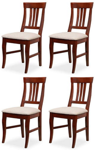 Casa Padrino Biedermeier Esszimmer Stuhl 4er Set Hellgrau / Dunkelbraun 43 x 52 x H. 96 cm - Massivholz K�chen St�hle - Massivholz Esszimmer M�bel - Biedermeier Esszimmer M�bel