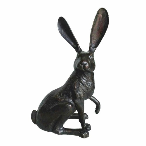 Casa Padrino Bronze Deko Skulptur Hase H. 58 cm - Bronze Garten Figur