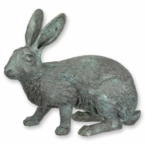 Casa Padrino Bronze Deko Skulptur Hase Grau / T�rkis 34 cm - Garten Figur