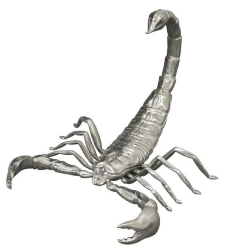 Casa Padrino Luxus Bronzefigur Skorpion Silber 37 x 31 x H. 24 cm - Versilberte Dekofigur - Luxus Kollektion