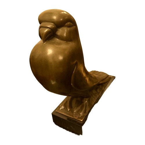 Casa Padrino Bronzefigur Vogel Bronze - Dekorative Tierskulptur mit geschlossenen Augen