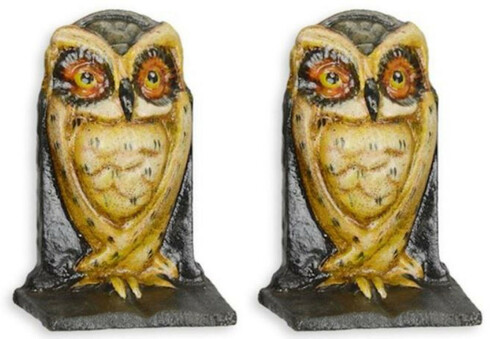 Casa Padrino Gusseisen Buchst�tzen Set Eule Mehrfarbig 7,7 x 5 x H. 11,3 cm - Wohnzimmer & Schreibtisch Deko Accessoires