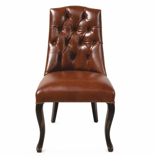 Casa Padrino Chesterfield Leder Esszimmer Stuhl Braun / Antik Schwarz - Echtleder Stuhl - Chesterfield M�bel - Leder M�bel - Esszimmer M�bel