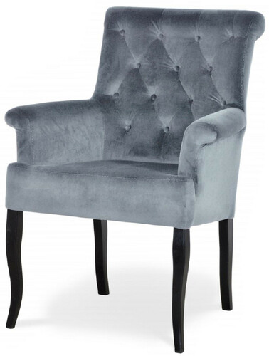 Casa Padrino Chesterfield Neo Barock Esszimmer Stuhl Grau / Schwarz - K�chenstuhl mit Armlehnen - Esszimmer M�bel - Chesterfield M�bel - Neo Barock M�bel