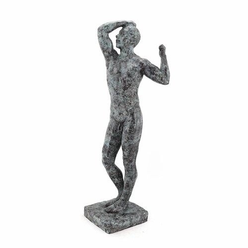 Casa Padrino Deko Bronze Skulptur Mann T�rkis / Schwarz H. 90 cm - Gro�e Deko Figur