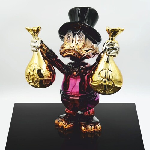 Casa Padrino Deko Figur Ente Bunt Chrom H. 45 cm - Wohnzimmer & Garten Deko