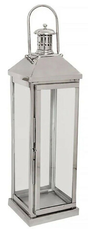 Casa Padrino Deko Kerzenleuchter Silber 18 x 18 x H. 65 cm - Metall Laterne mit Tragegriff - Gastronomie Accessoires - Restaurant Accessoires - Hotel Accessoires - Deko Accessoires