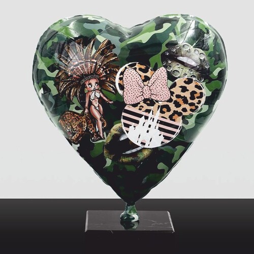 Casa Padrino Deko Luftballon in Herzform Gr�n / Bunt H. 30 cm - Wohnzimmer Deko