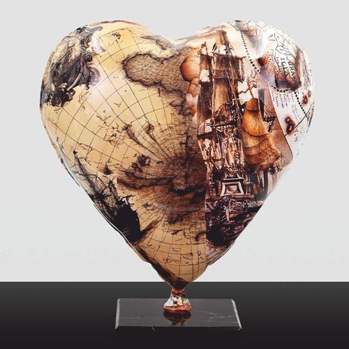 Casa Padrino Deko Luftballon in Herzform Beige / Braun H. 30 cm - Wohnzimmer Deko