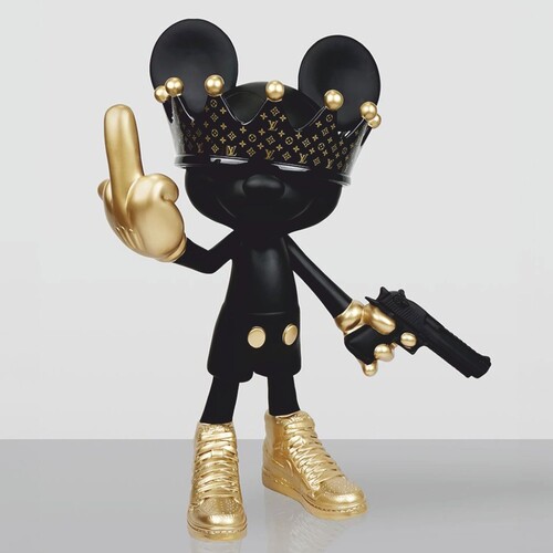 Casa Padrino Deko Skulptur Schwarz / Gold H. 120 cm - Wohnzimmer & Garten Figur