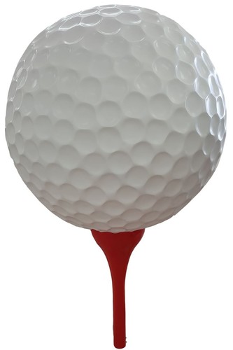 Casa Padrino Designer Deko Skulptur Golfball Wei� / Rot  120 x H. 200 cm - Riesige Wetterbest�ndige Gartendeko