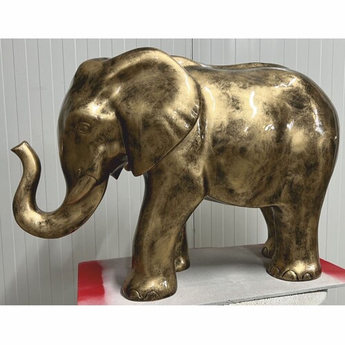 Casa Padrino Deko Skulptur Elefant Antik Gold 84 x H. 57 cm - Deko Figur