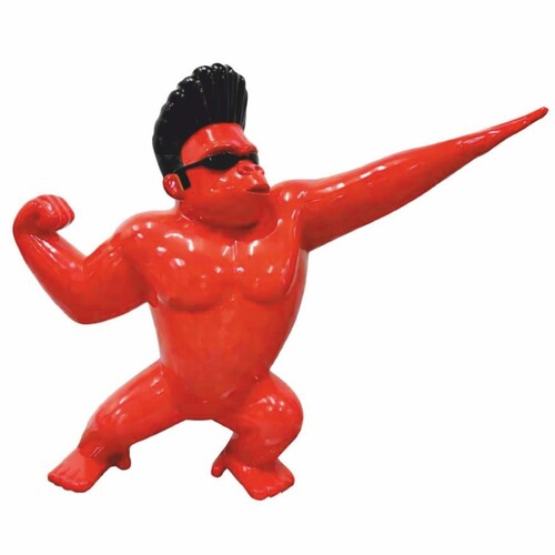 Casa Padrino Deko Skulptur Gorilla Affe Rot / Schwarz 139 x H. 120 cm - Garten Figur