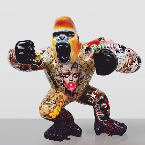 Casa Padrino XXL Deko Skulptur Gorilla Bunt H. 110 cm - Gro�e Deko Figur