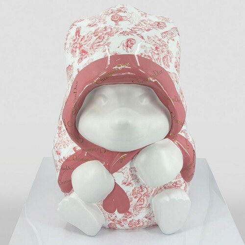 Casa Padrino Deko Skulptur Panda B�r Wei� / Rosa H. 90 cm - Deko Figur
