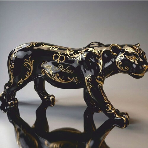 Casa Padrino Deko Skulptur Panther Schwarz / Gold 160 cm - Garten Deko Figur CPB