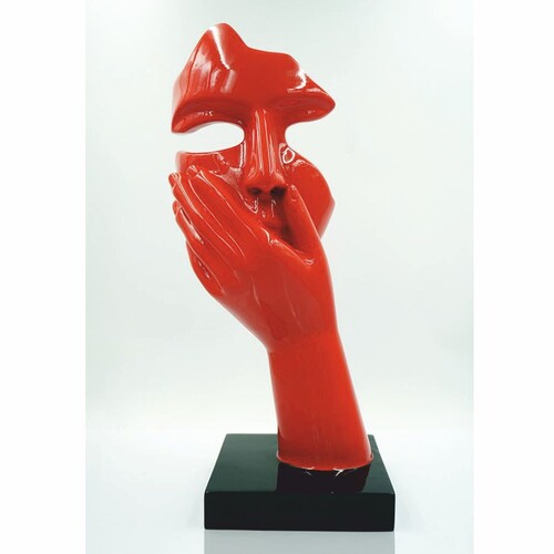 Casa Padrino Deko Skulptur Rot / Schwarz H. 50 cm - Deko Figuren