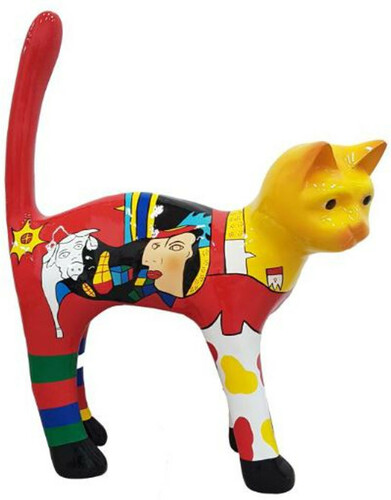 Casa Padrino Dekofigur Katze Mehrfarbig H. 110 cm - Wetterbest�ndige Deko Skulptur - Wohnzimmer Deko - Garten Deko - Deko Tierfigur