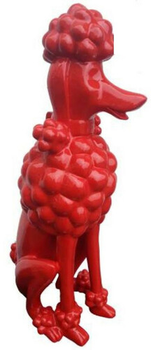Casa Padrino Luxus Deko Figur Pudel Hund Rot H. 63 cm - Wetterbest�ndige Deko Skulptur - Wohnzimmer Deko Figur - Garten Deko Figur - Luxus Deko Tierfigur