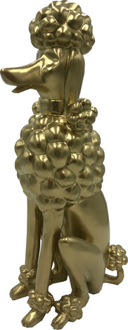 Casa Padrino Dekofigur Pudel Hund Gold H. 63 cm - Wetterbest�ndige Deko Skulptur - Wohnzimmer Deko - Garten Deko - Terrassen Deko
