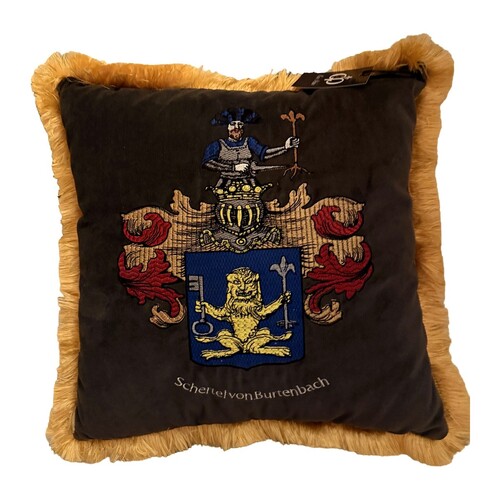 Casa Padrino Dekokissen Wappen Schertel von Burtenbach Anthrazit / Gold - Zierkissen mit Fuellung
