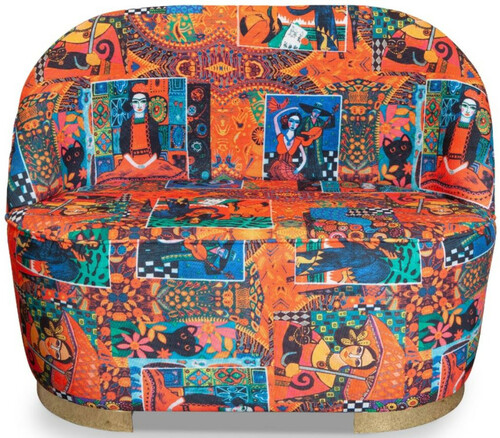 Casa Padrino Designer Art Deco Wohnzimmer 2er Sofa Mehrfarbig / Gold 105 x 52 x H. 80 cm - Wohnzimmer M�bel - Art Deco M�bel