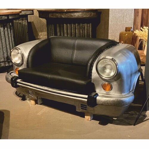 Casa Padrino Designer Autosofa Silber / Schwarz 158 cm - Wohnzimmer Auto M�bel