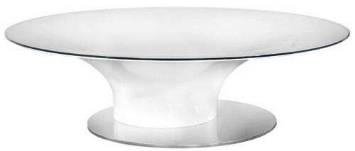 Casa Padrino Luxus Couchtisch Hochglanz Wei� / Silber  140 x H. 40 cm - Runder Wohnzimmertisch mit Glasplatte - Luxus Wohnzimmer M�bel