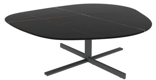 Casa Padrino Designer Couchtisch 109 x 100 x H. 37 cm - Verschiedene Farben - Wohnzimmertisch mit edler Glaskeramik Tischplatte in Marmoroptik - Luxus Wohnzimmer M�bel