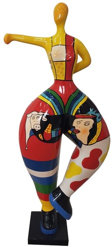 Casa Padrino Designer Deko Skulptur Frau beim Sport Mehrfarbig H. 132 cm - Gartendeko Skulptur - Luxus Gartenfigur