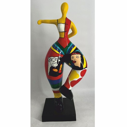 Casa Padrino Deko Skulptur Frau beim Sport Bunt H. 85 cm - Garten Figur