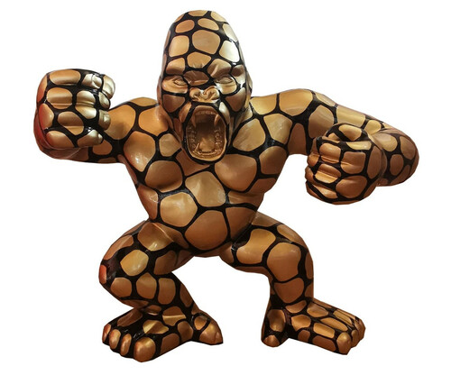 Casa Padrino Designer Deko Skulptur Gorilla Affe Gold / Schwarz 125 x 60 x H. 102 cm - Wetterbest�ndige Dekofigur - Garten Terrassen Deko